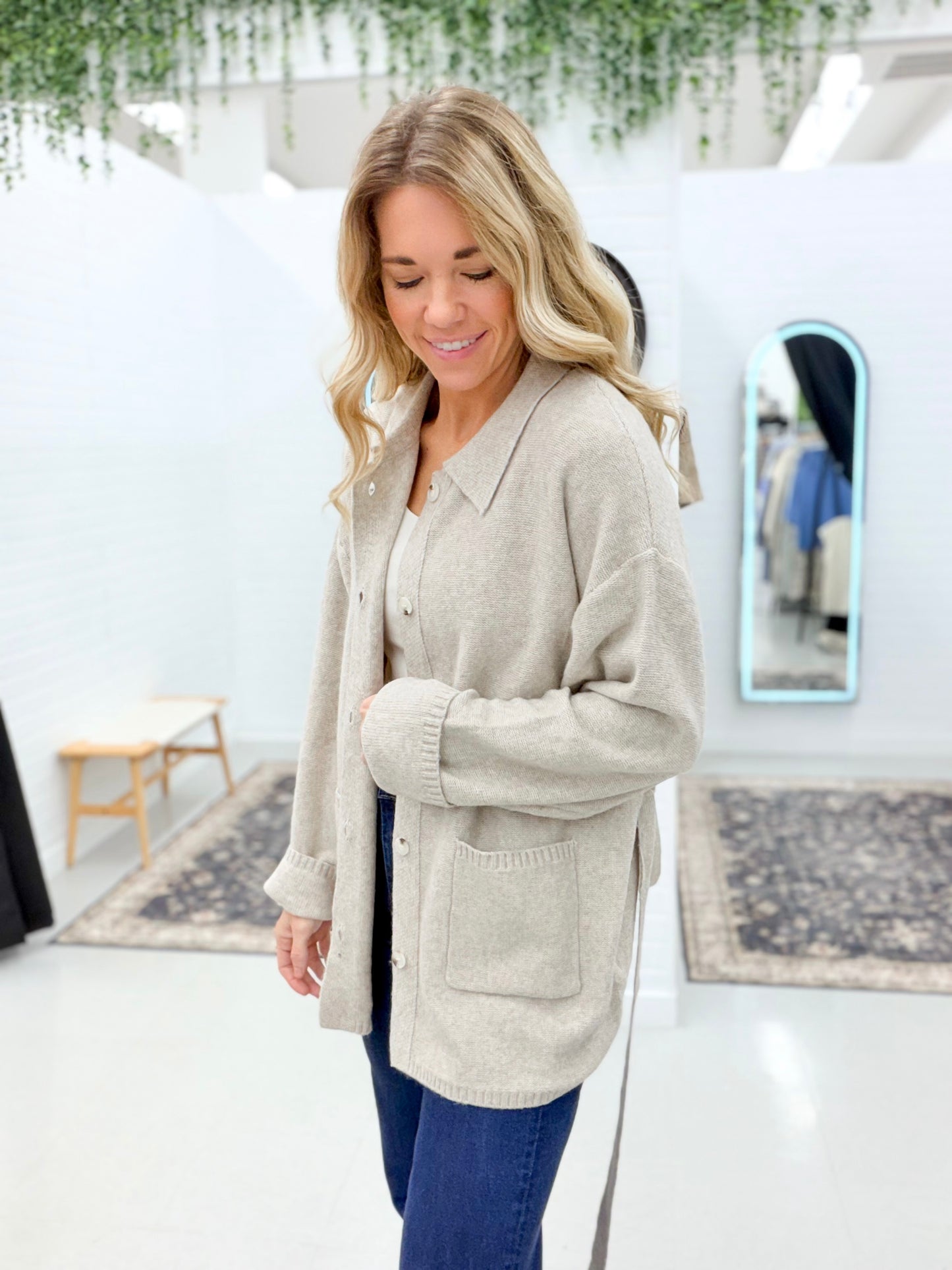 Perfect Match Button Down Sweater Cardigan Oatmeal