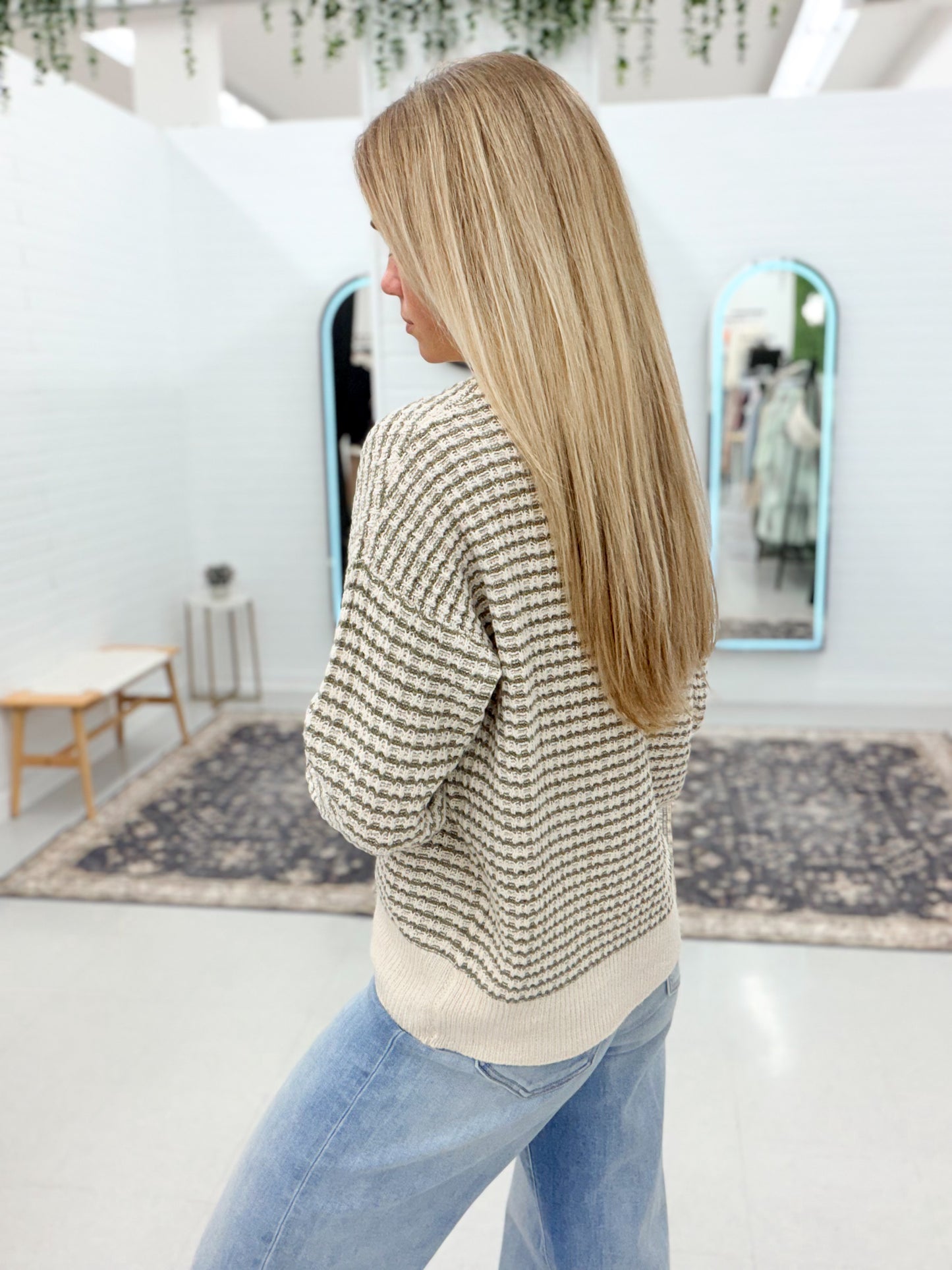 Why Wait Textured Pullover Sweater Olive