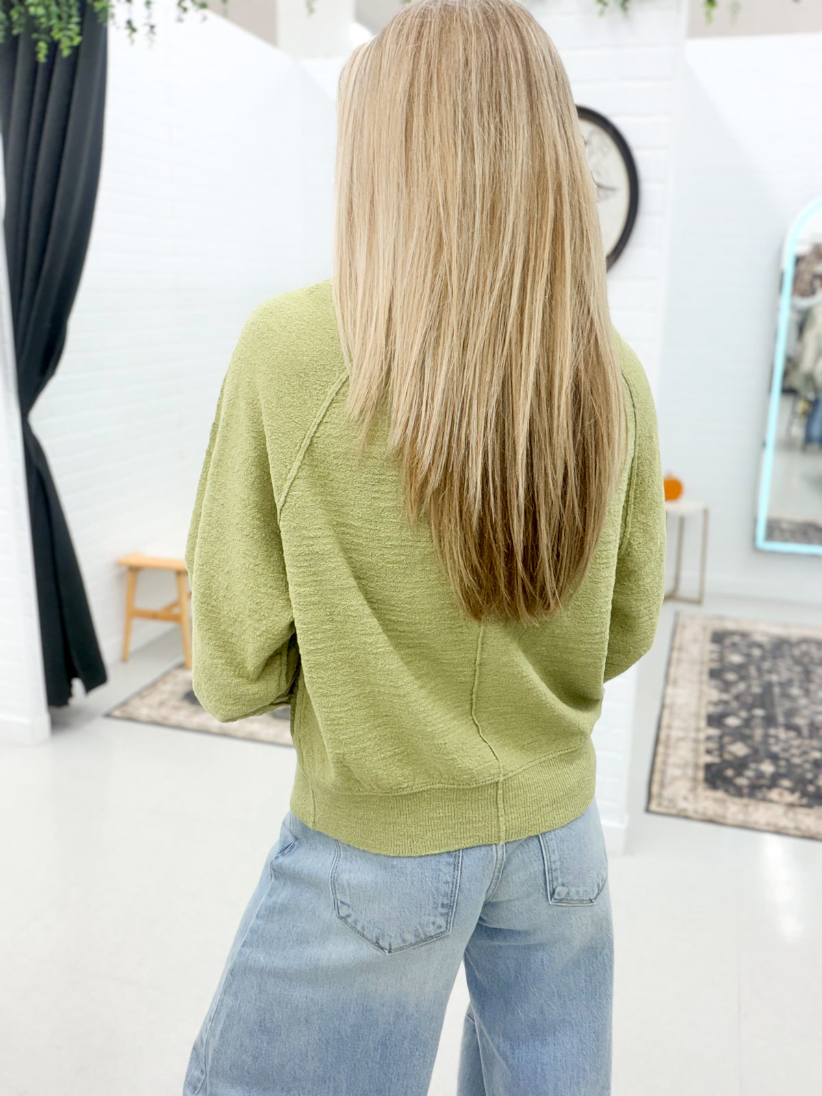 Back Again Textured Knit Cardigan Sweater Moss Green