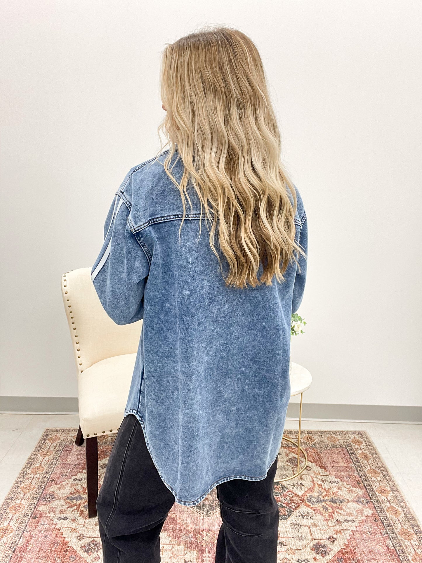 From The Top Washed Button Down Jacket Denim Wash XL-3X