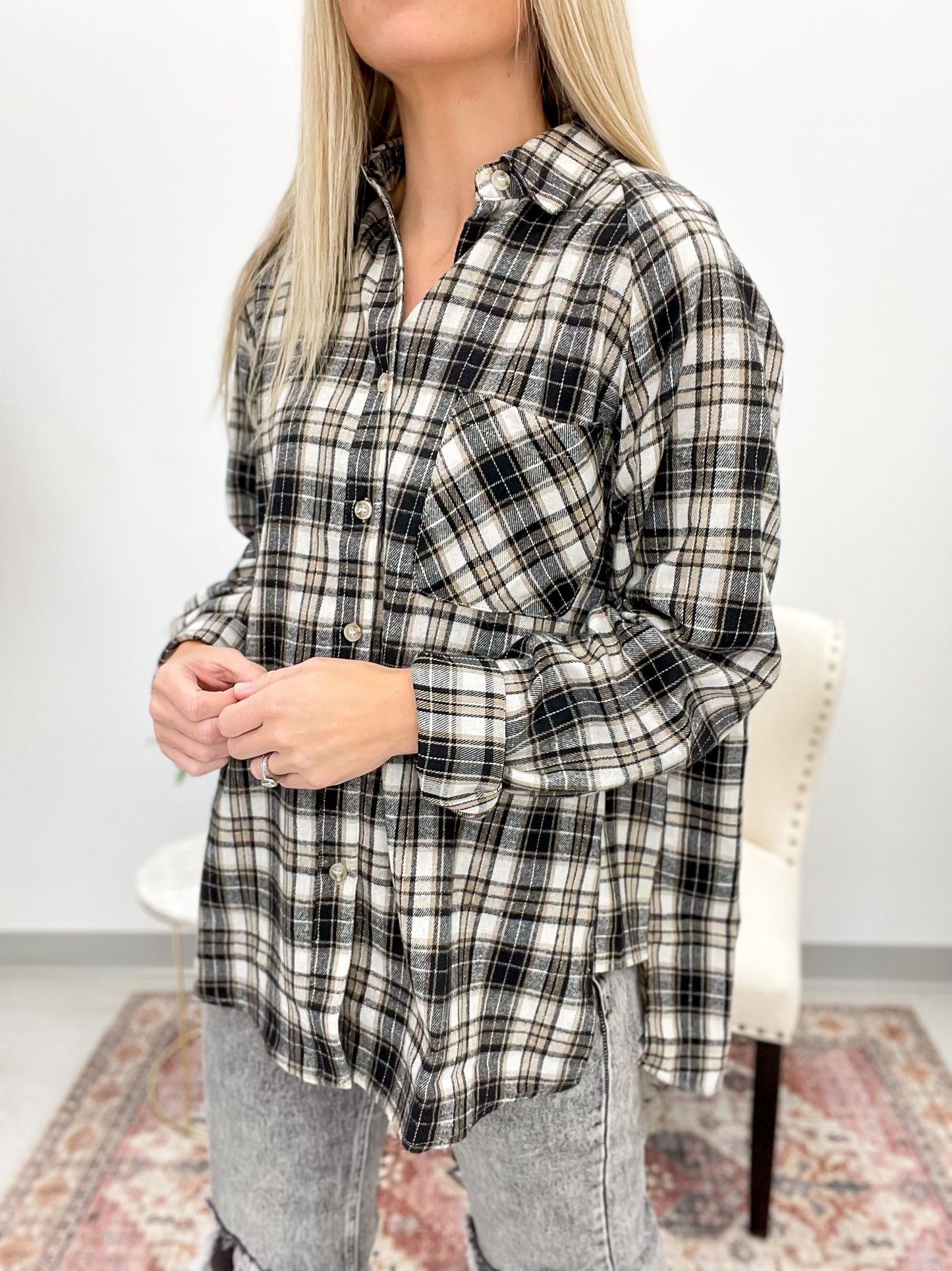 The Abrie Plaid Shirt Oat/Black