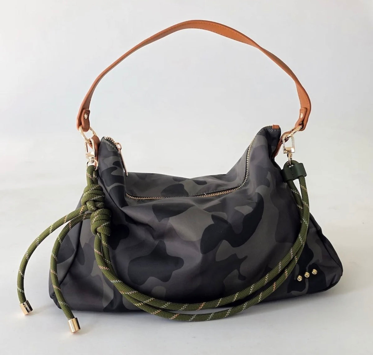 The Nikki Nylon Slouchy Shoulder Bag Camouflage