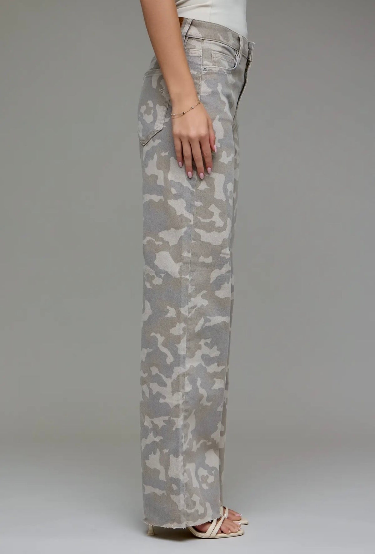 Hidden Logan High Rise Dad Jeans Tan Camo
