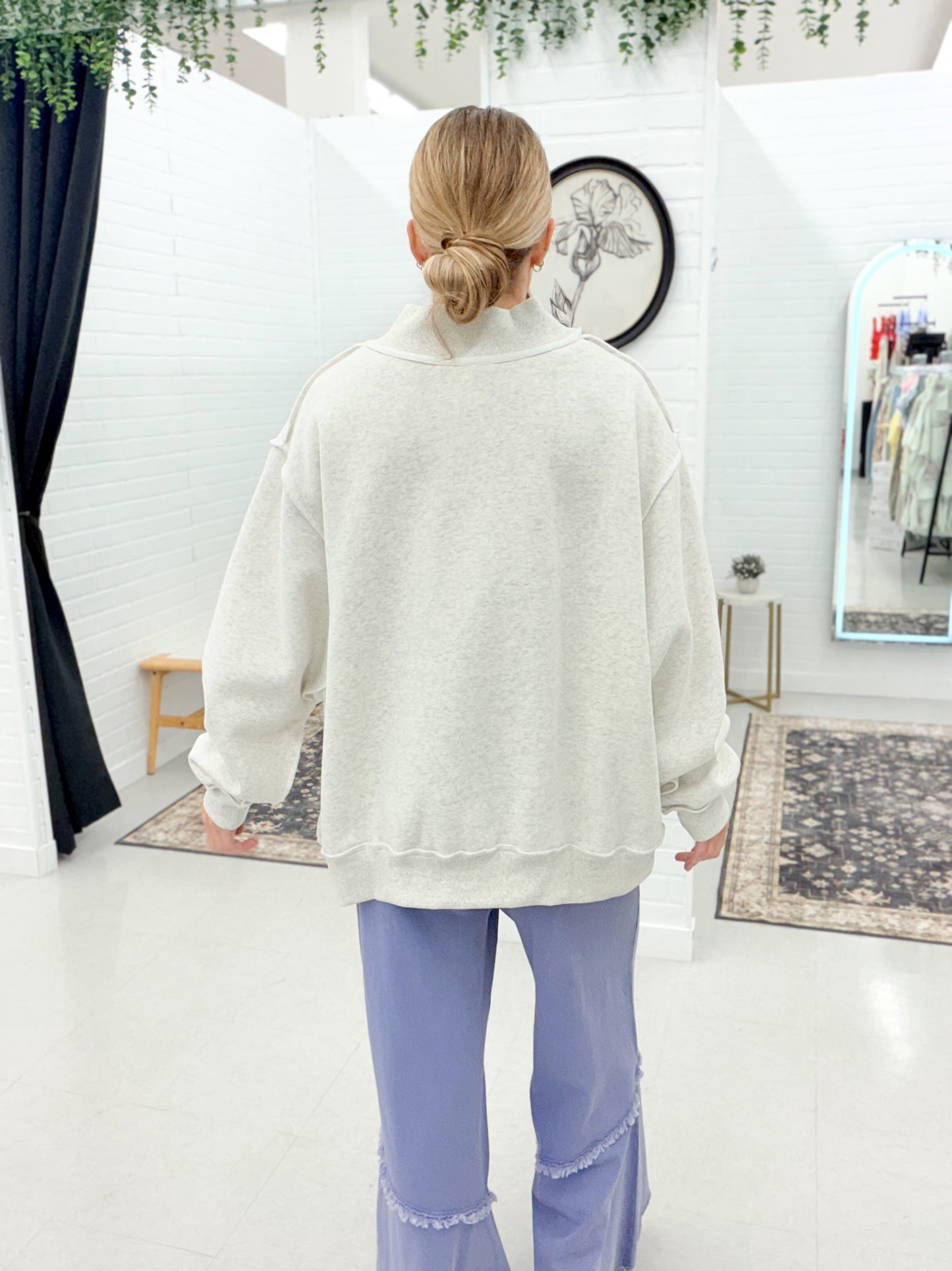 Lake Mock Neck Oversized Sweatshirt Ash Gray