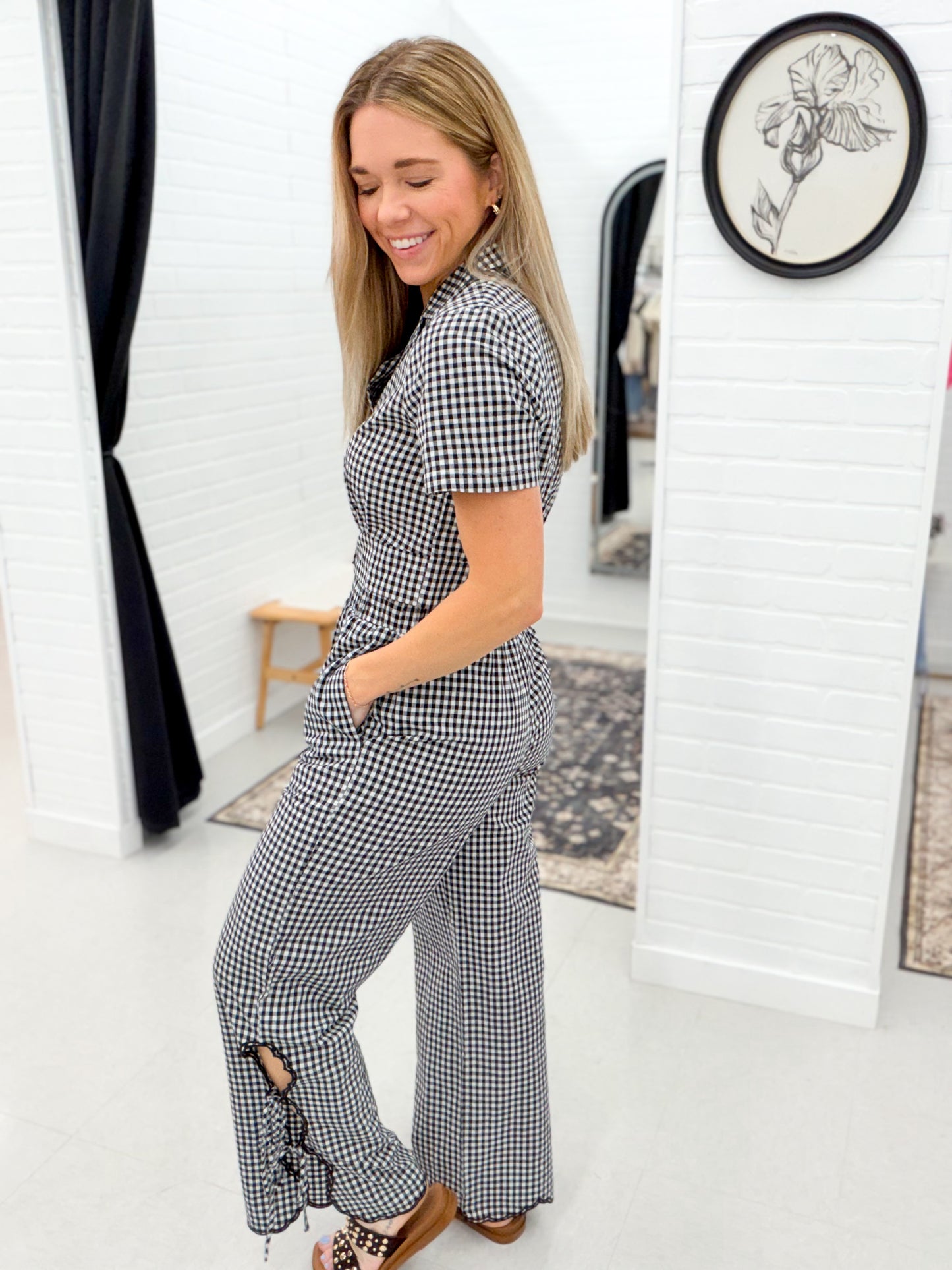 Given Moment Gingham Cotton Blend Set Black/White