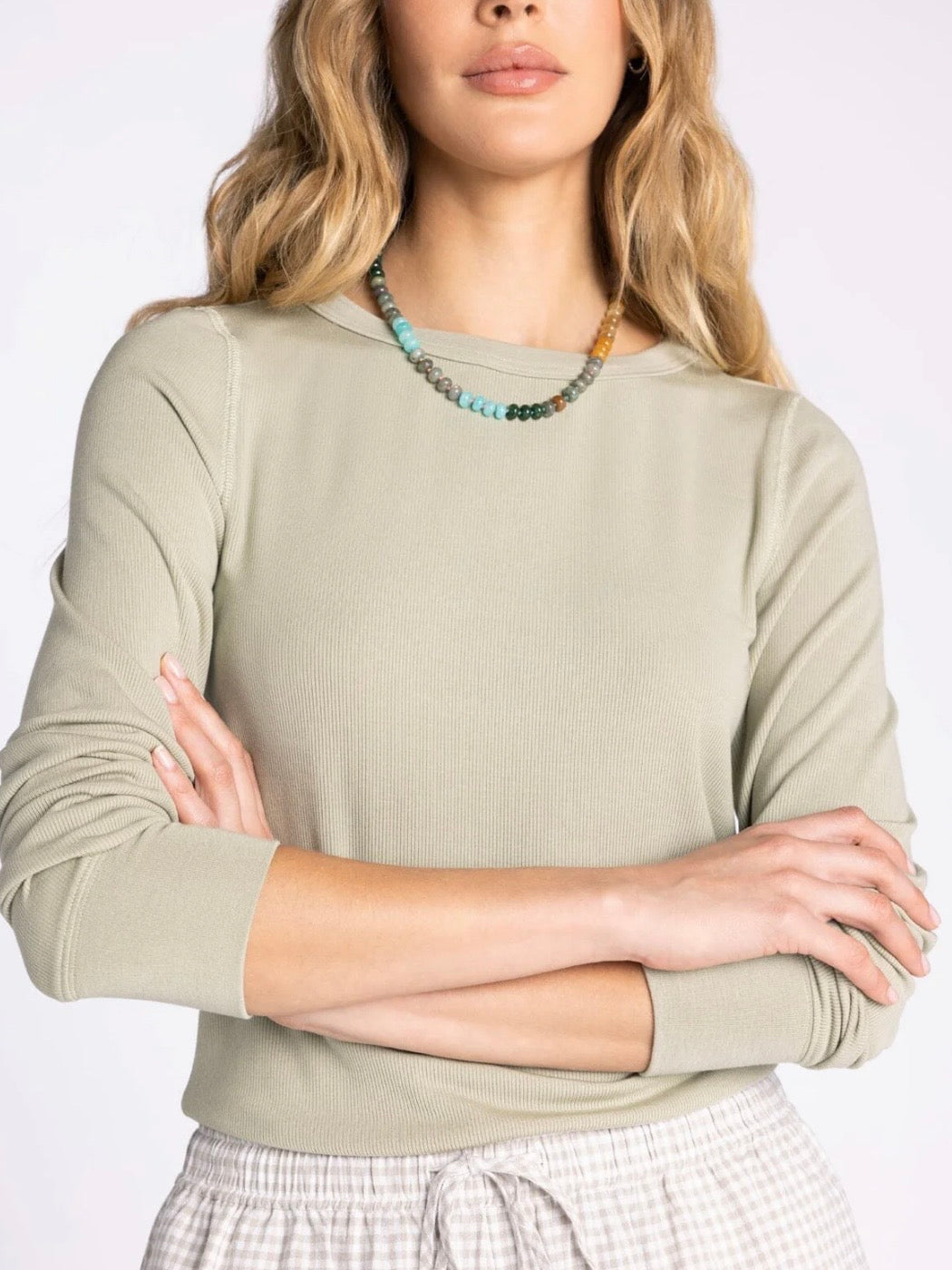 The Stacy Ribbed Top Green Tea