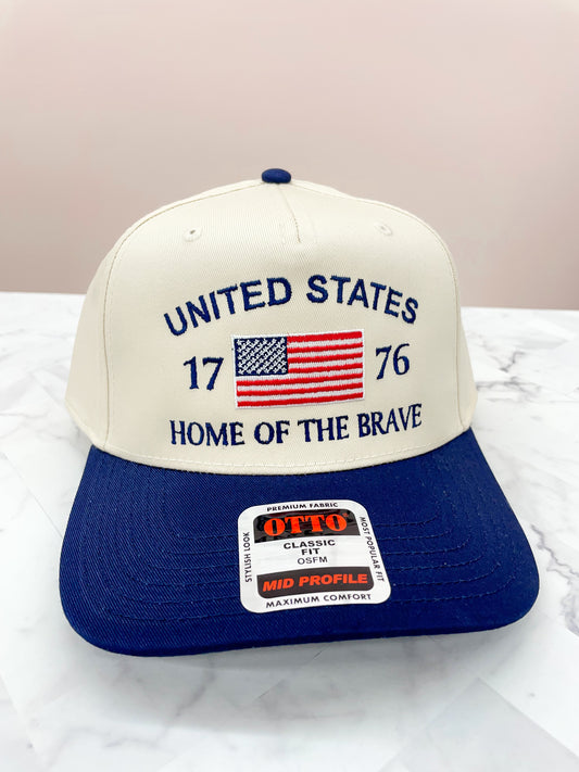 USA Home Of The Brave Embroidered Hat