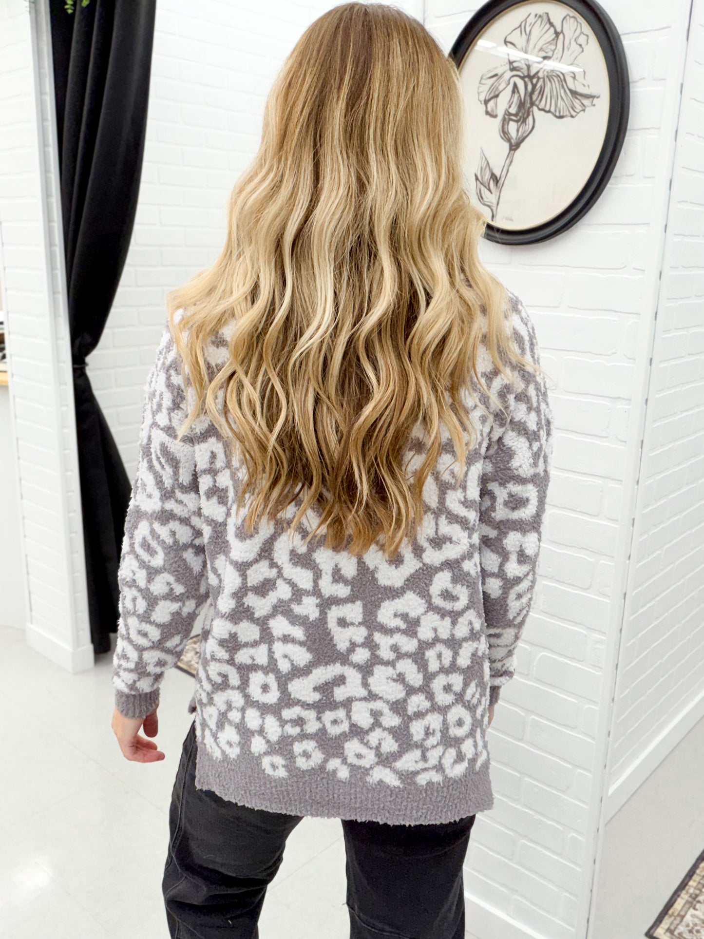 Luxe Leopard Sweater Gray