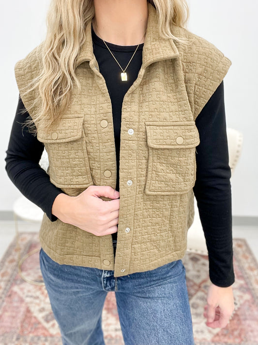 Pieces Of Me Quilted Vest Mocha