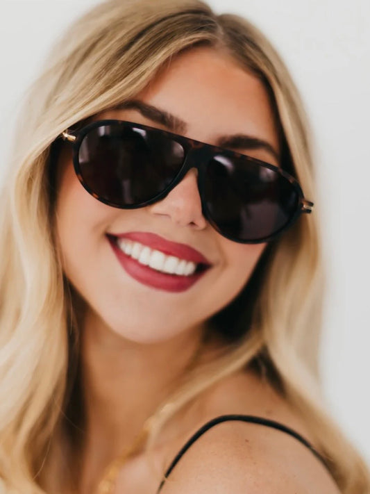 Retro Oval Flat Aviator Sunglasses Tortoise/Brown