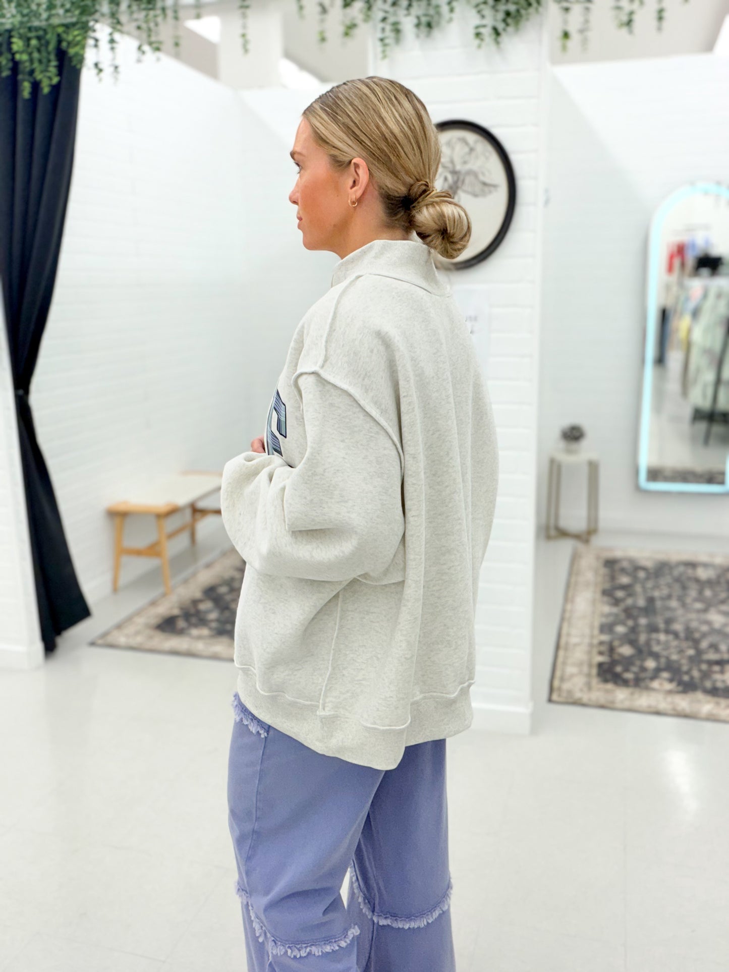 Lake Mock Neck Oversized Sweatshirt Ash Gray