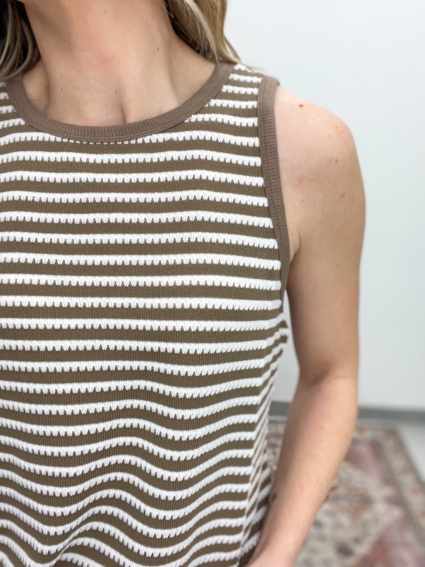 Seaside Textured Knit Tank Latte