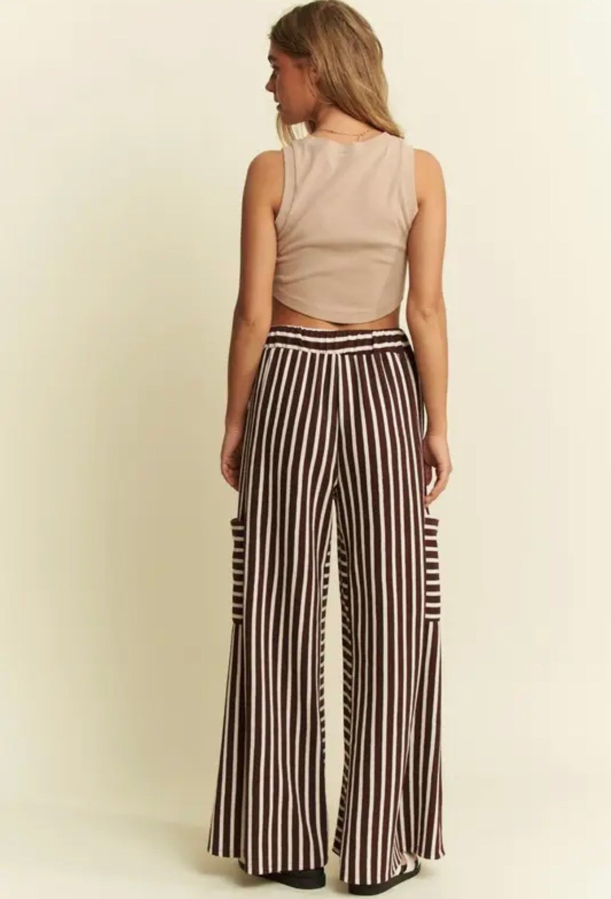 One Day Striped Wide Leg Pants Espresso