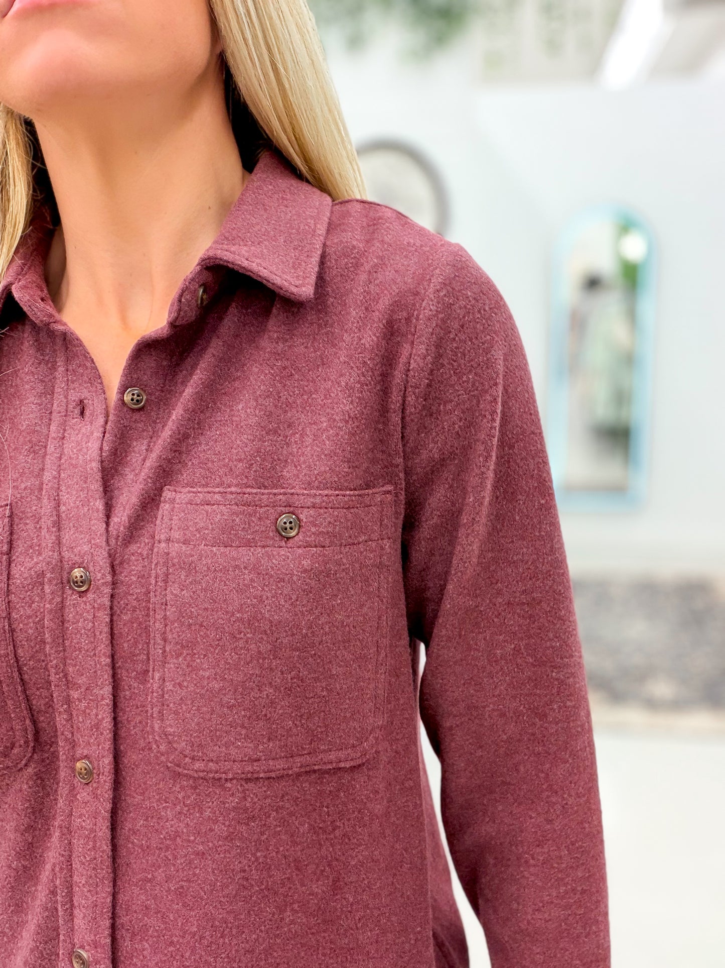 The Lewis Shirt Jacket Burgundy Heather