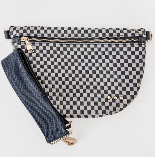 The Westlyn Woven Bum Bag Checkered Navy/Gray