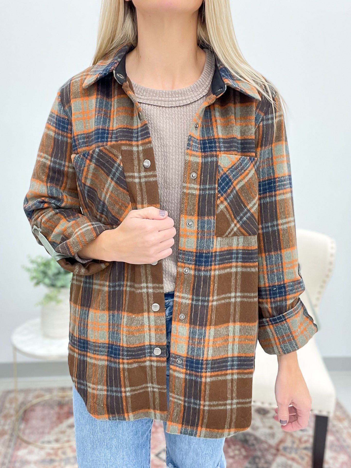 Backwoods Brushed Plaid Shirt Jacket Brown