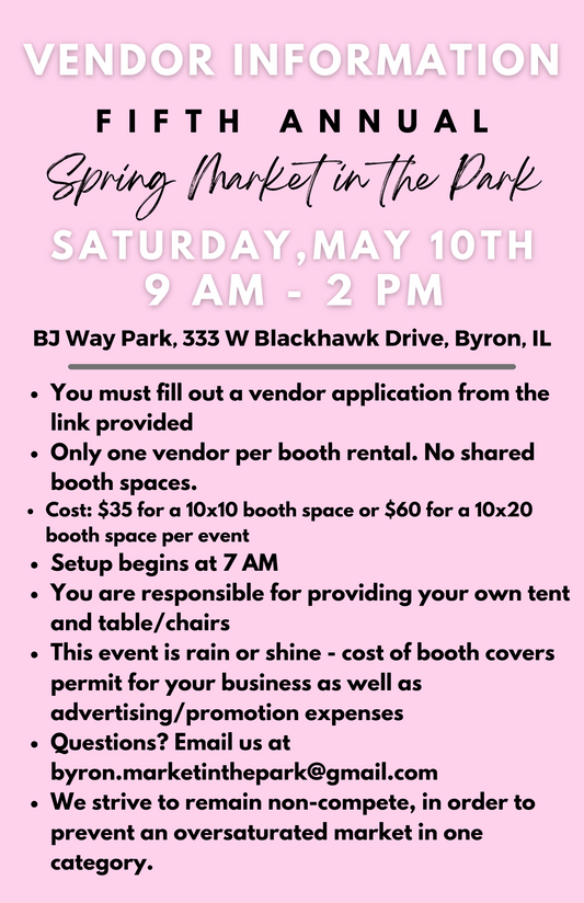 2025 Spring Market in the Park Booth Reservation