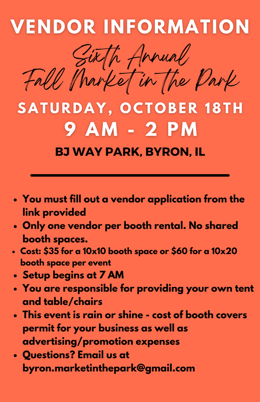 2025 Fall Market in the Park Booth Reservation