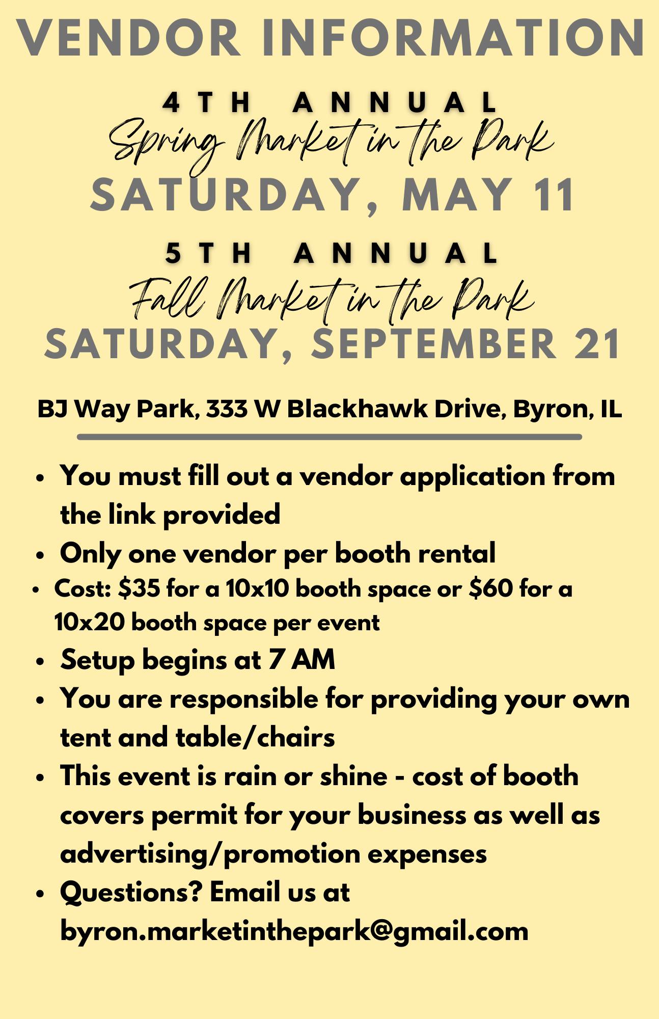2024 Market in the Park Booth Reservation