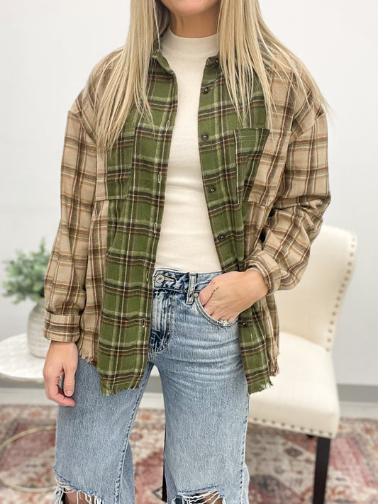 Mixed Harvest Plaid Button Up Shirt