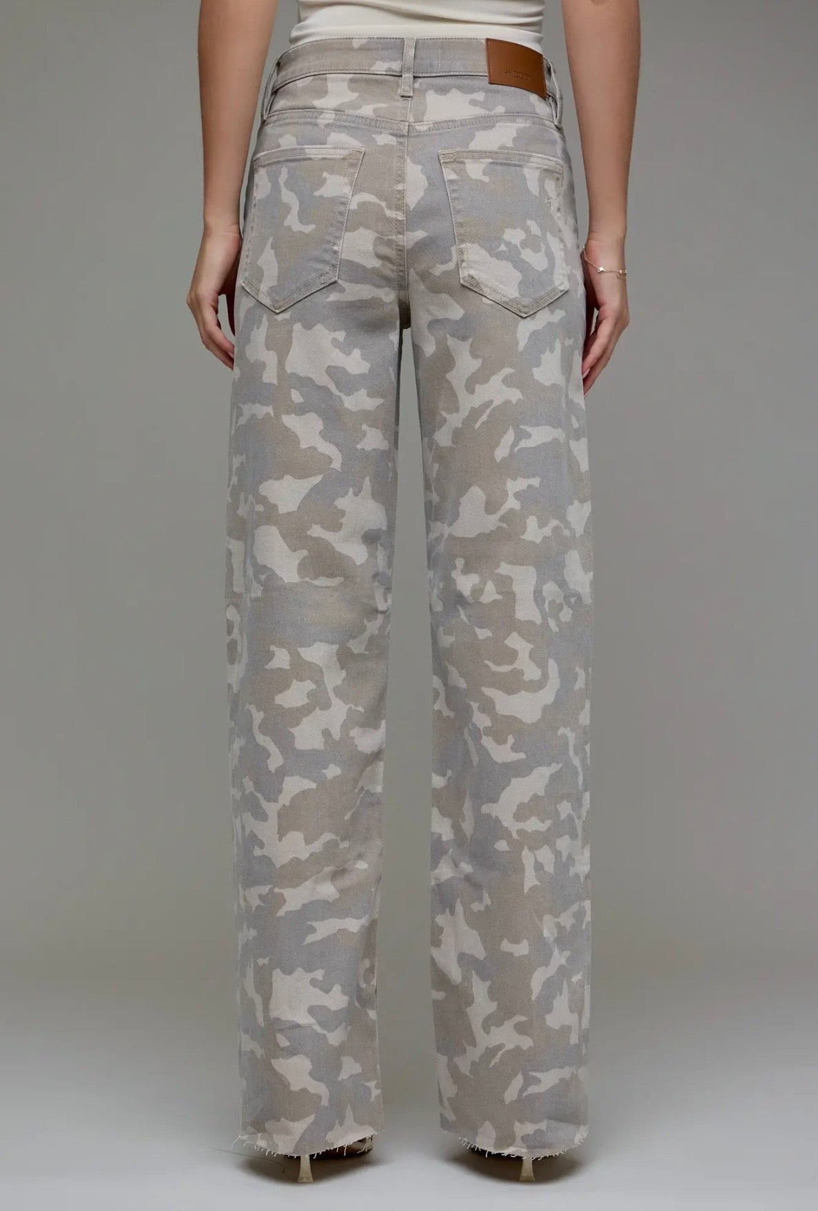 Hidden Logan High Rise Dad Jeans Tan Camo