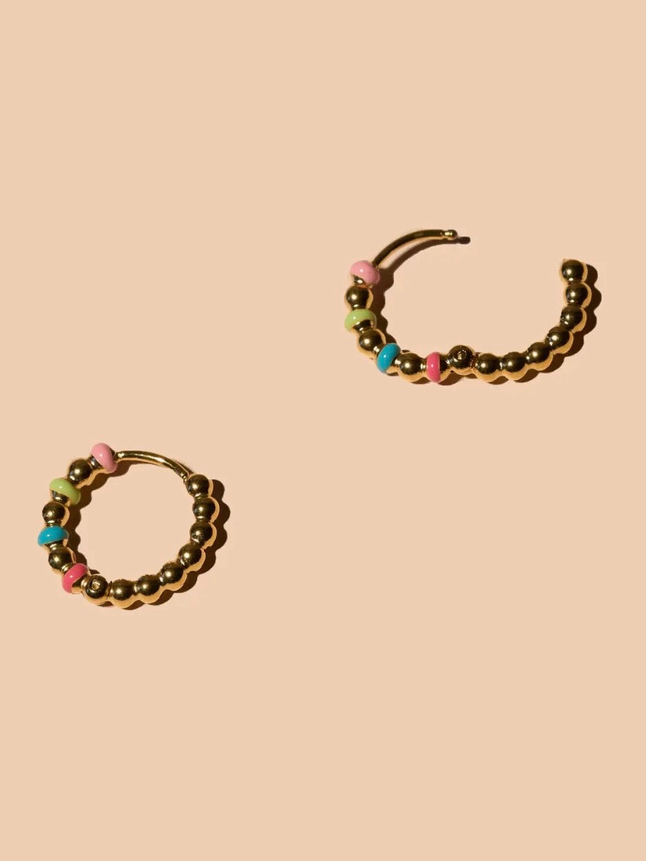Dippin Dots 18K Gold Plated Hoop Earrings