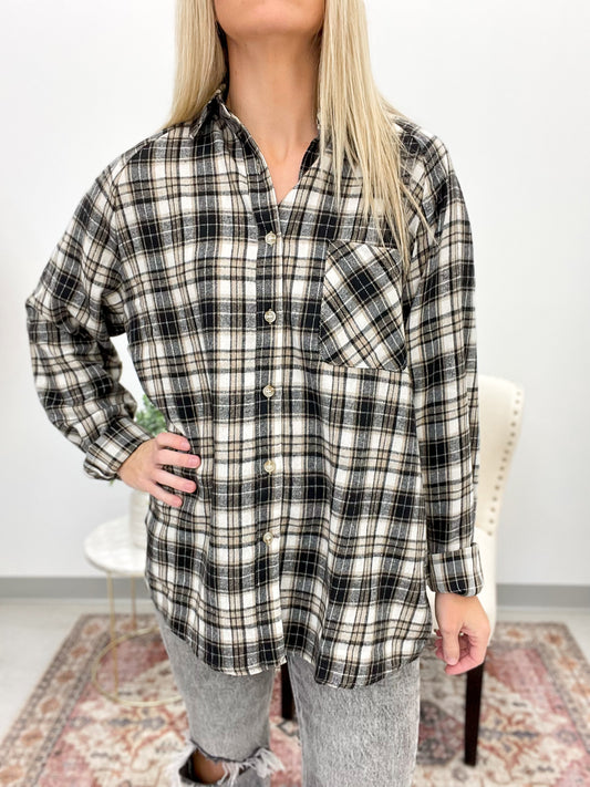 The Abrie Plaid Shirt Oat/Black