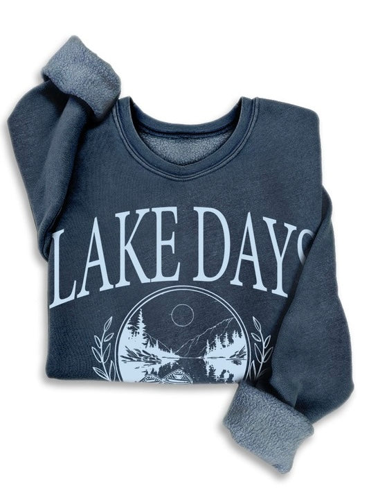 Lake Days Mineral Wash Sweatshirt Navy
