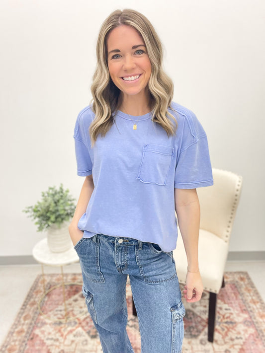 Every Day Style Mineral Wash Tee Carolina Blue