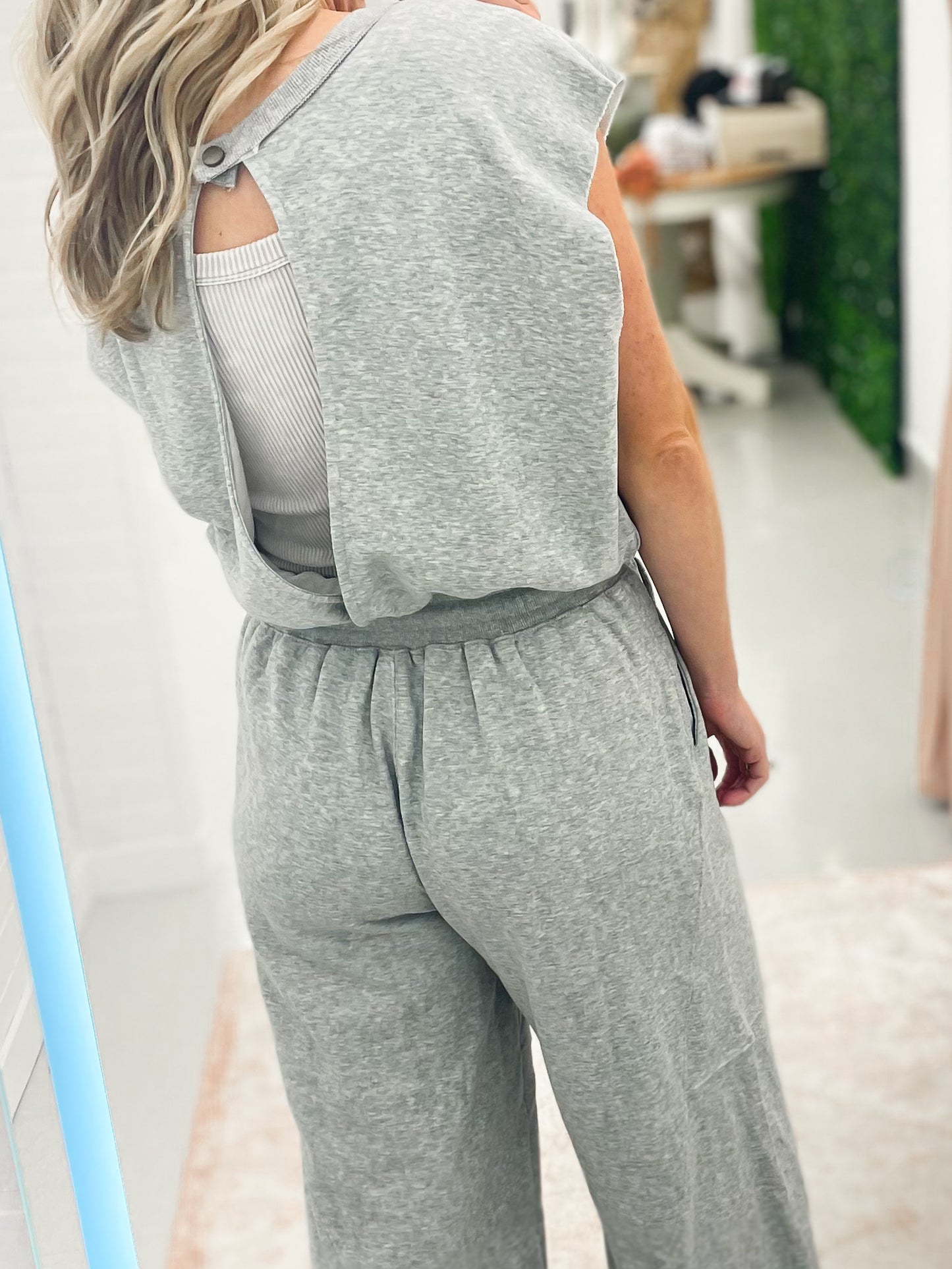 A Team Athleisure French Terry Jogger Jumpsuit Heather Gray Large