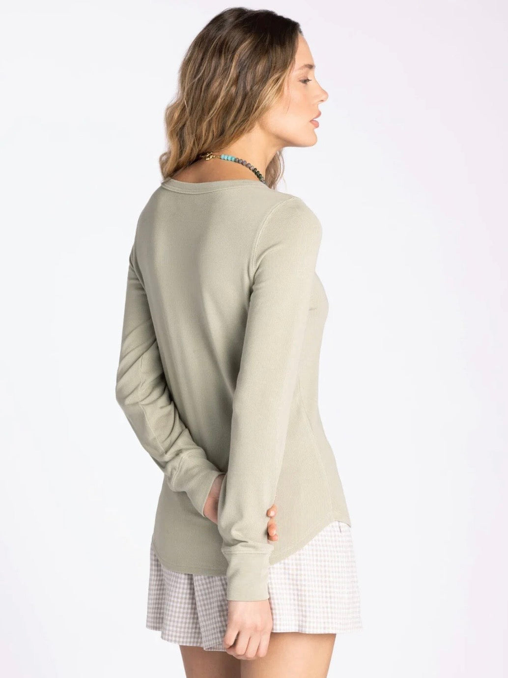 The Stacy Ribbed Top Green Tea