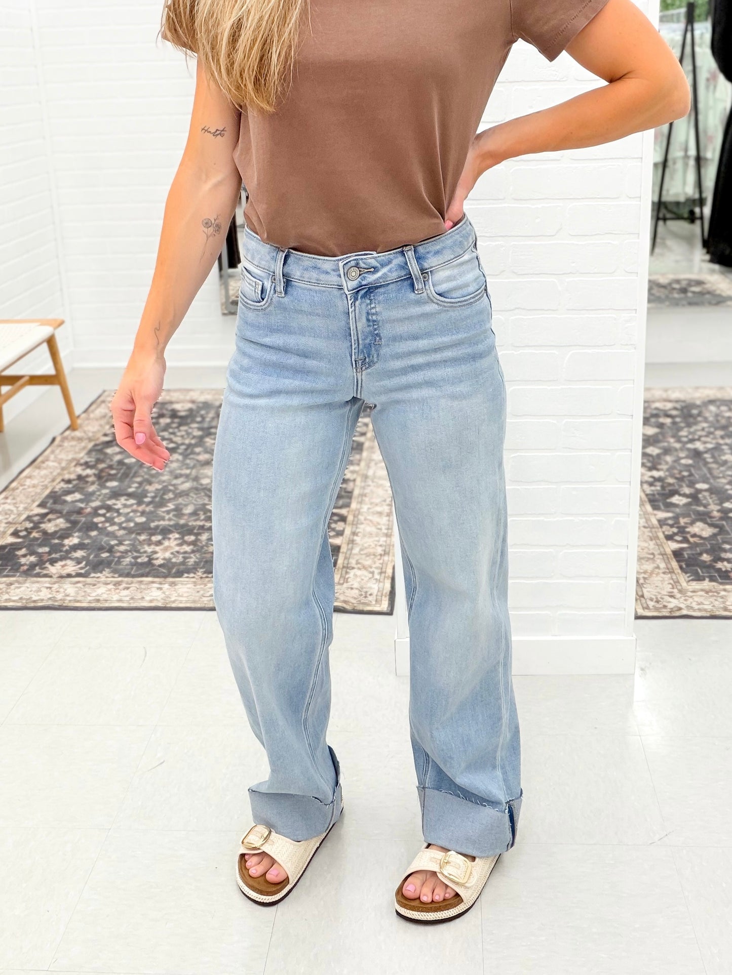 Hidden Logan Dad Jeans Raw Hem with 3" Cuff