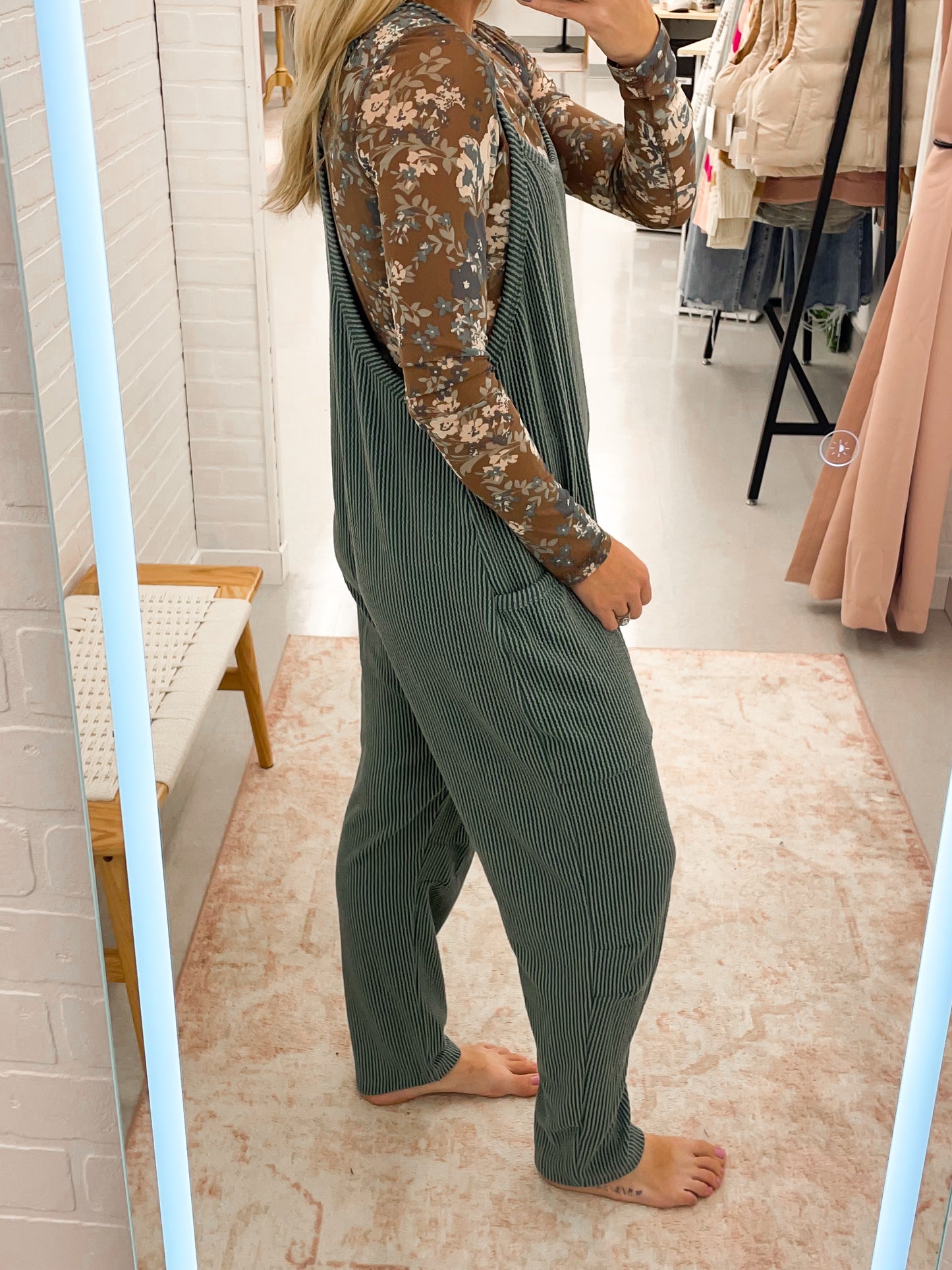 The Rosie Ribbed Harem Jumpsuit Dark Green