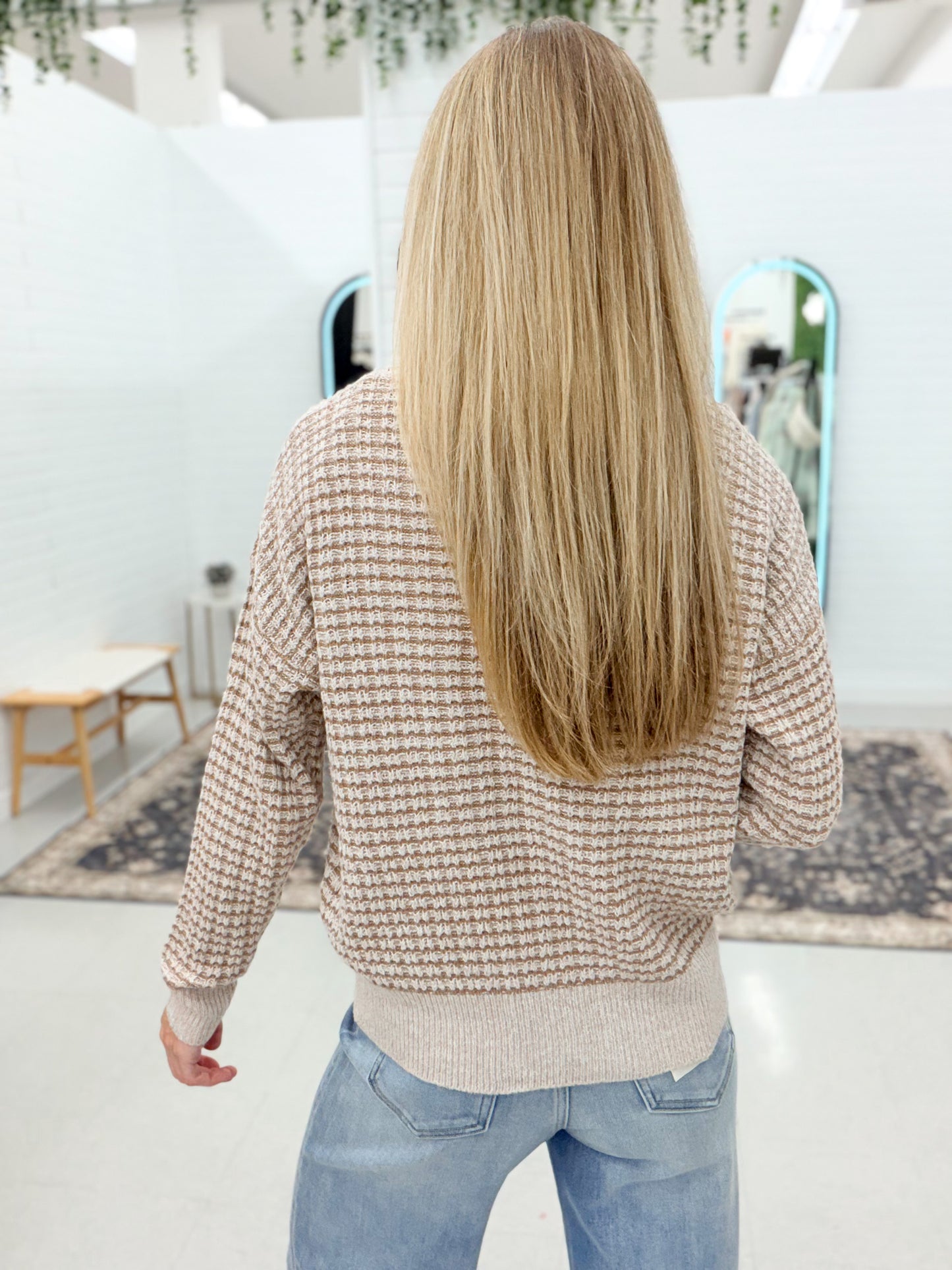 Why Wait Textured Pullover Sweater Taupe