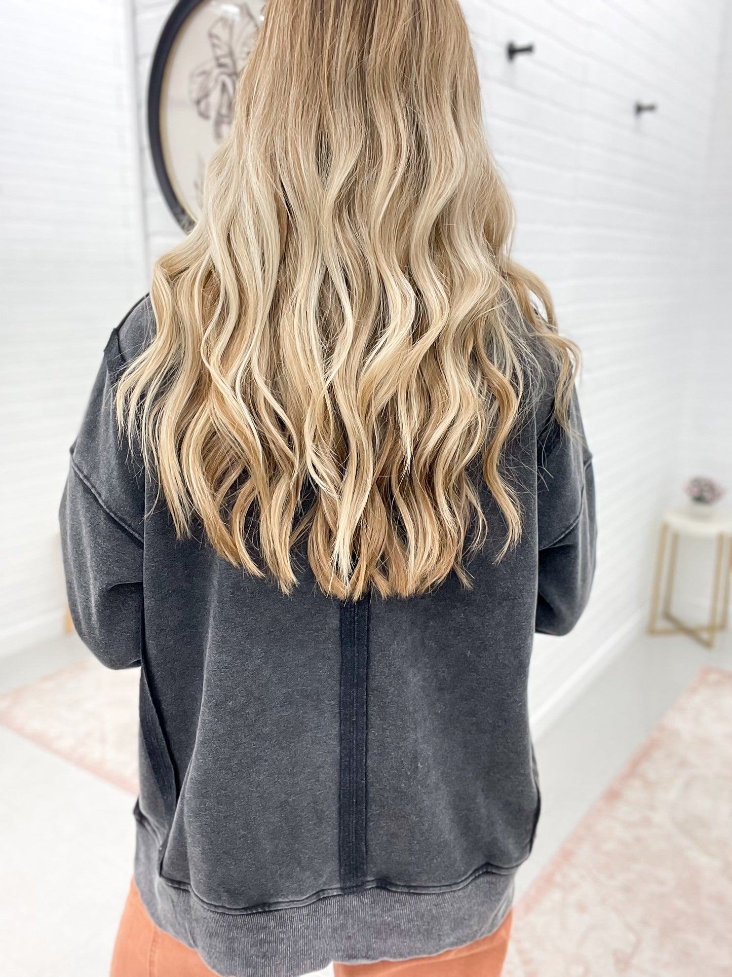 Never Better Mineral Wash Oversized Pullover Sweatshirt Black