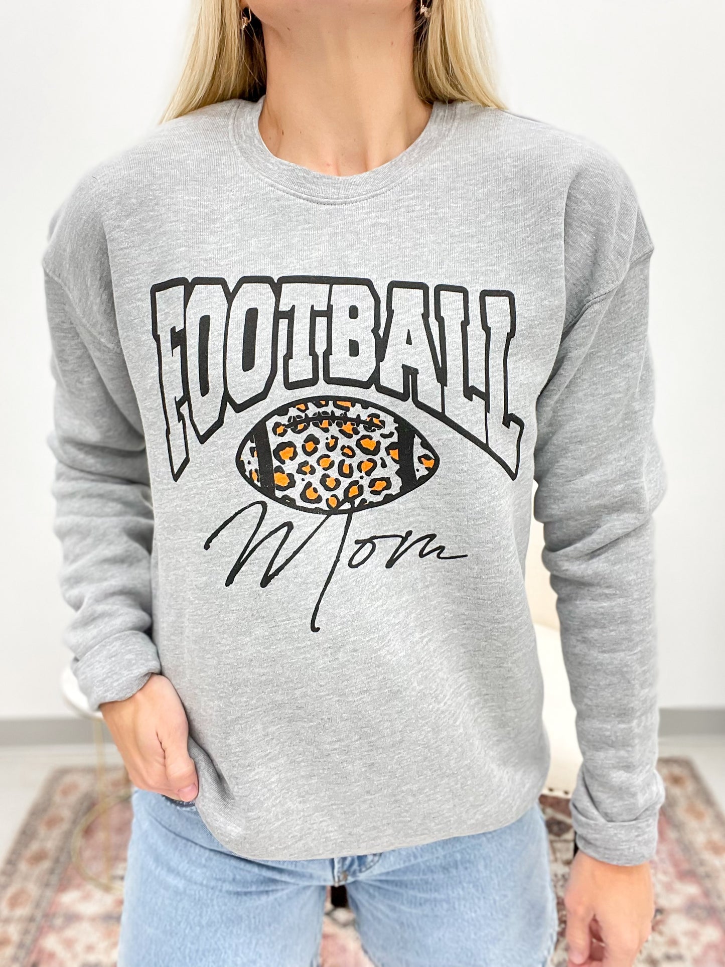 Football Mom Graphic Sweatshirt Heather Gray