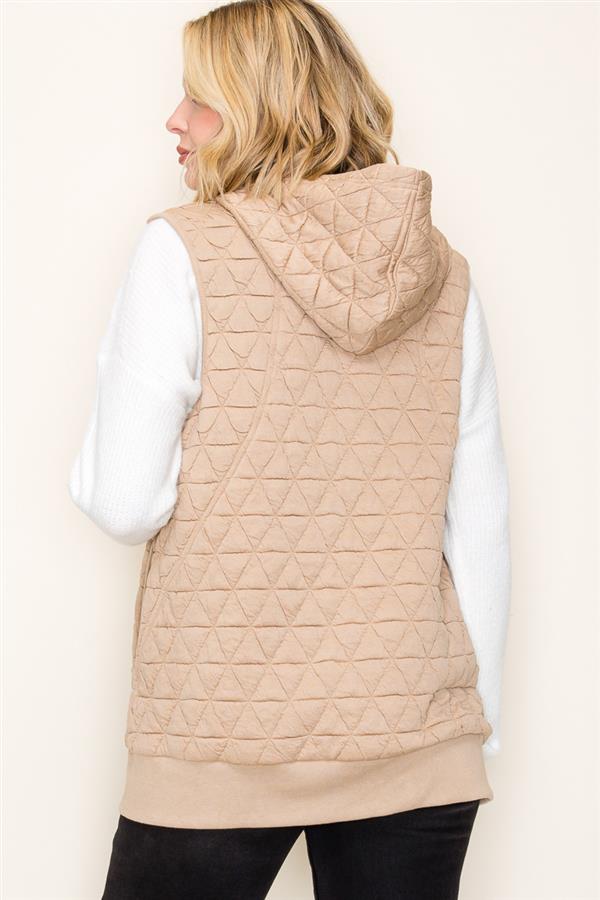 Until Tomorrow Quilted Hooded Vest Tan