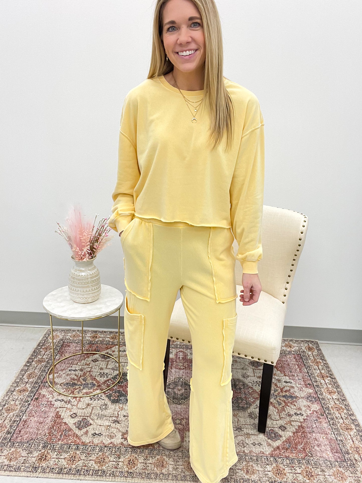 Free To Be Utility Sweatshirt And Sweatpants Set Sunflower