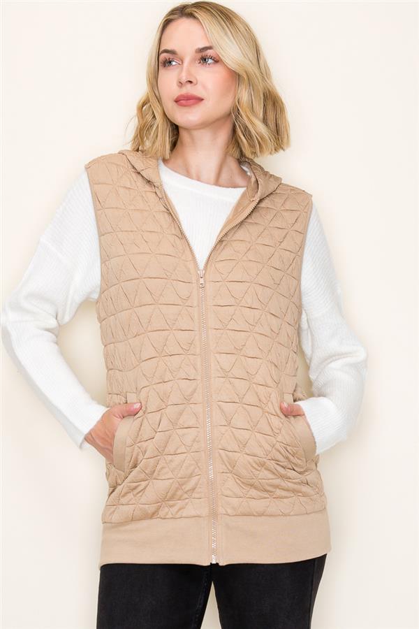 Until Tomorrow Quilted Hooded Vest Tan