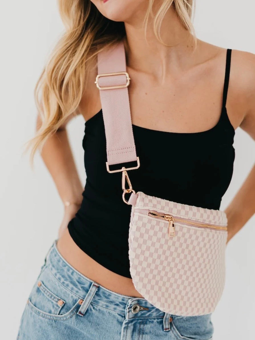 The Westlyn Woven Bum Bag Checkered Blush