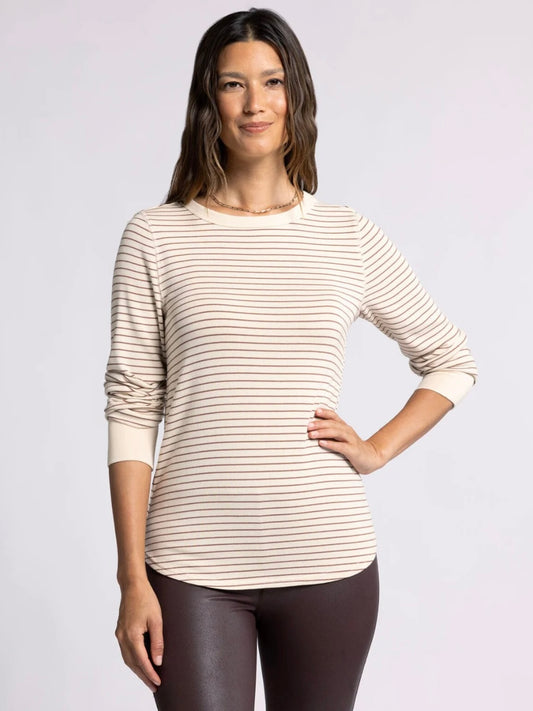 The Stacy Ribbed Top Clove Stripe Large