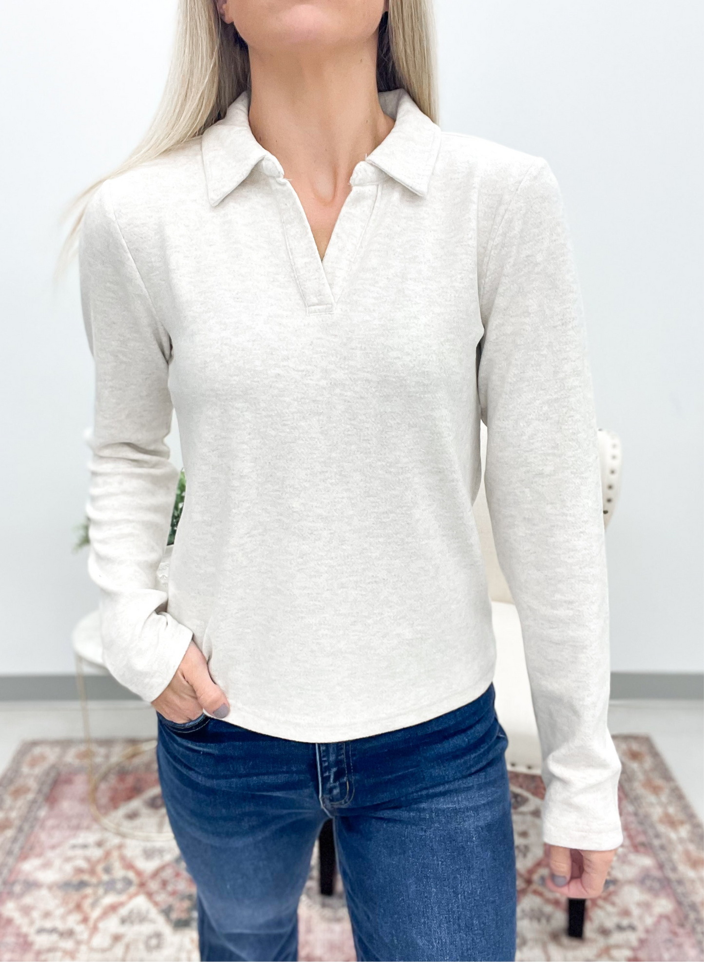 The Alaine Top Light Heather Oatmeal