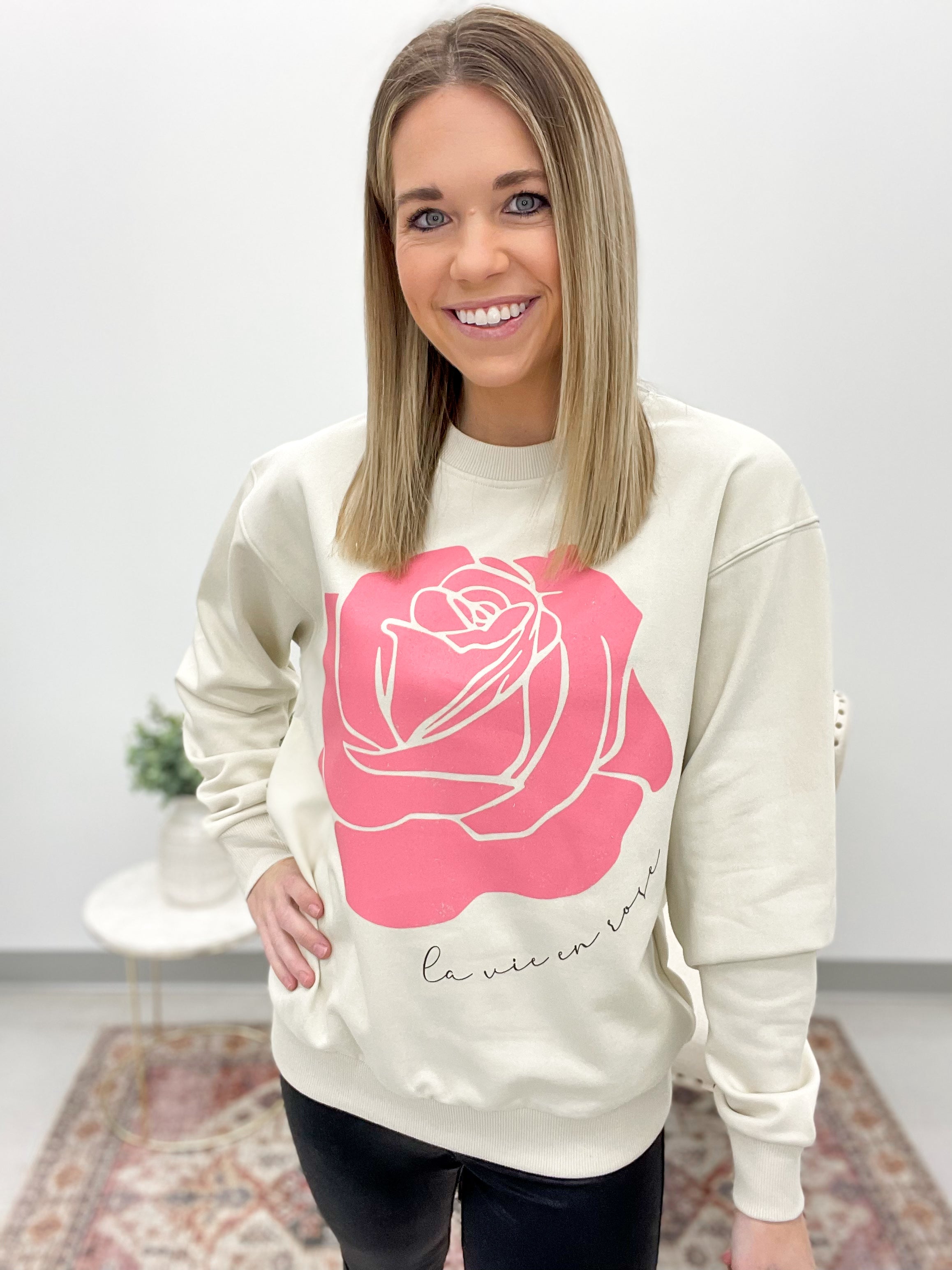 Rose best sale sweatshirt womens