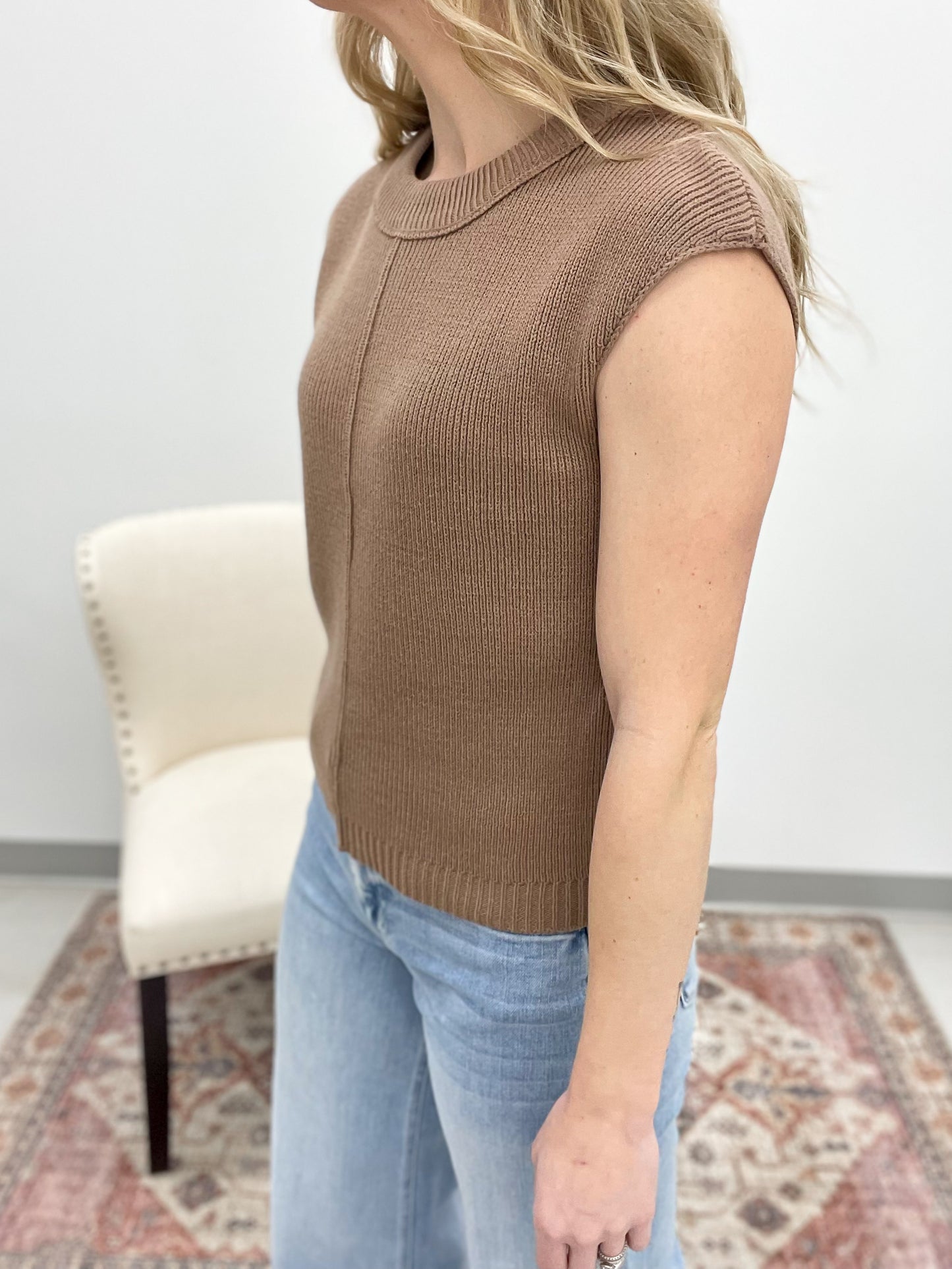 Daydream Sleeveless Knit Sweater Top Brown