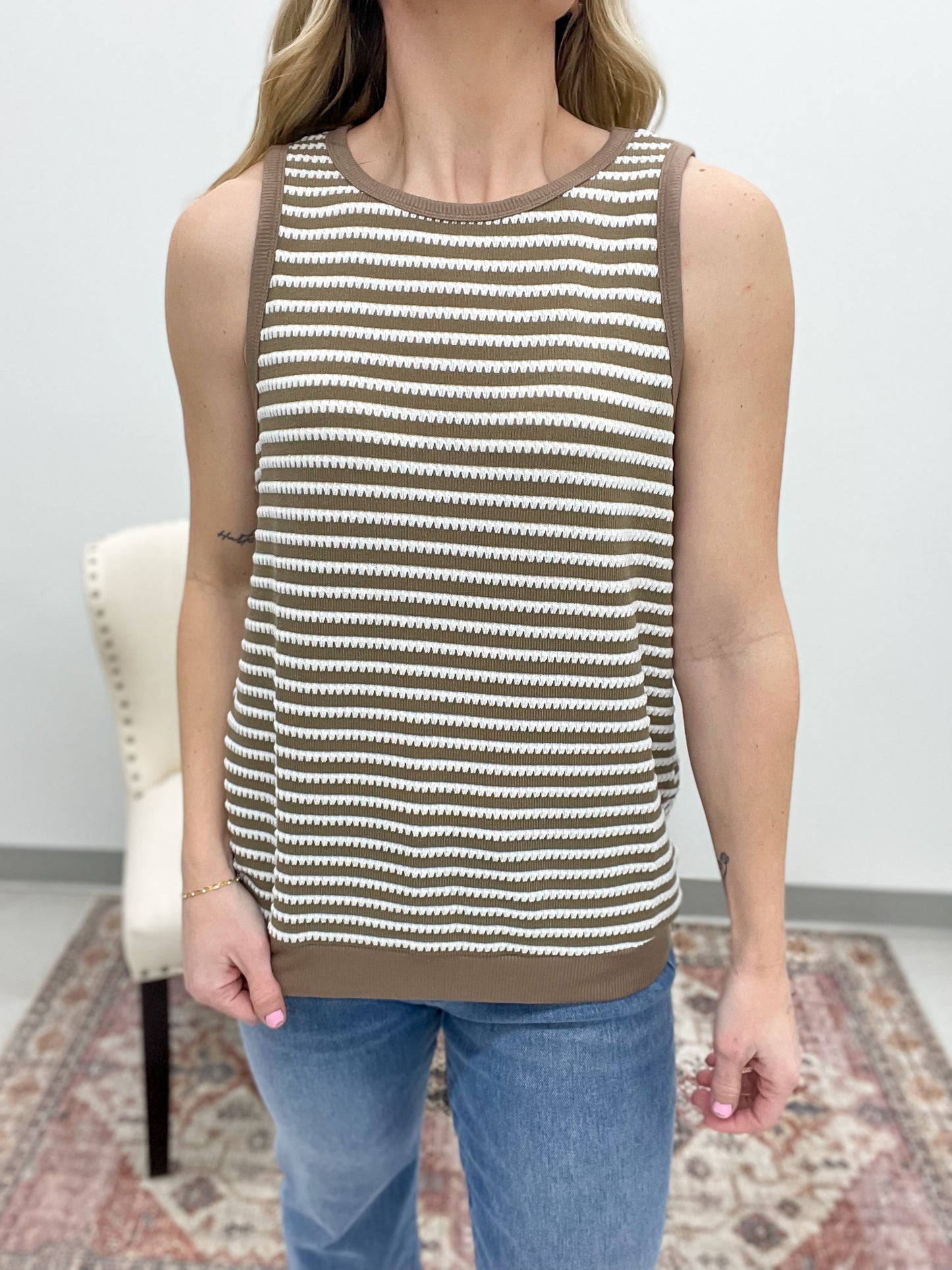 Seaside Textured Knit Tank Latte