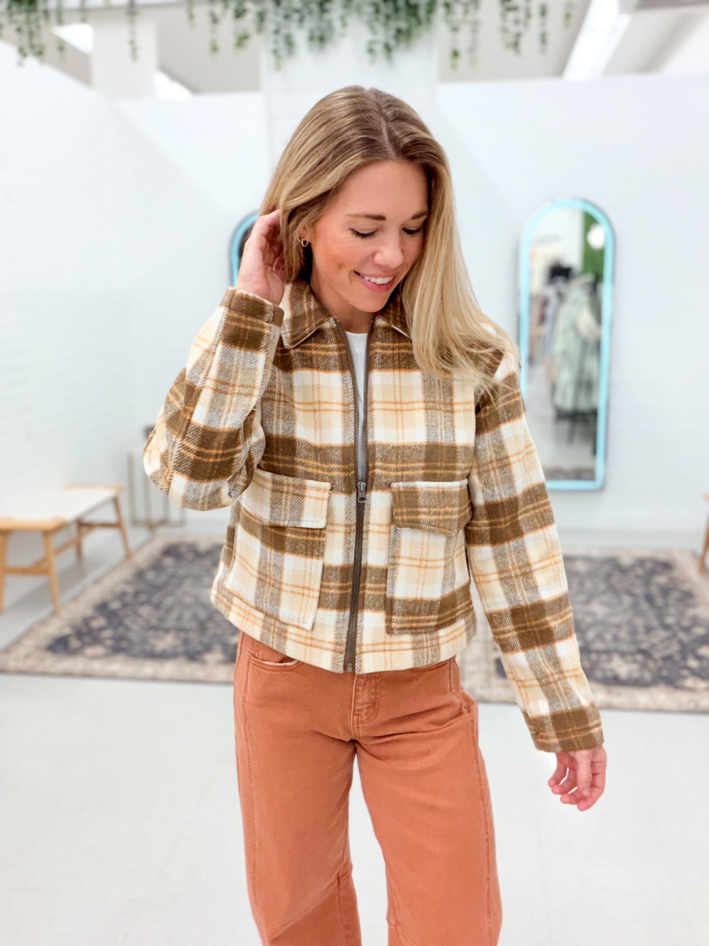 The Marshall Plaid Jacket Brown Orange