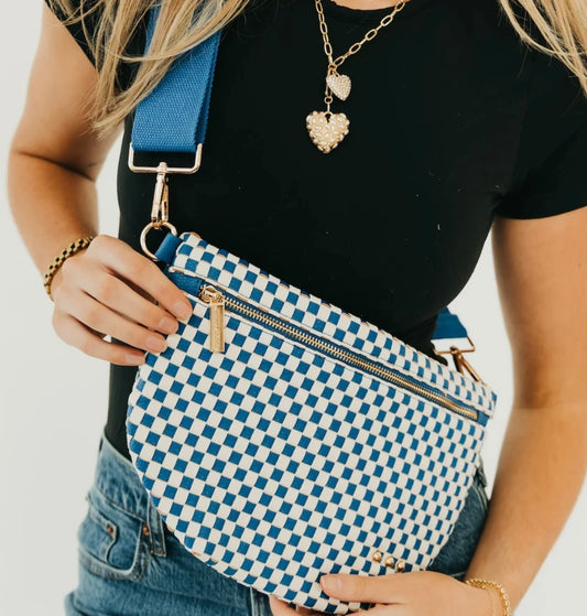 The Westlyn Woven Bum Bag Checkered Royal Blue