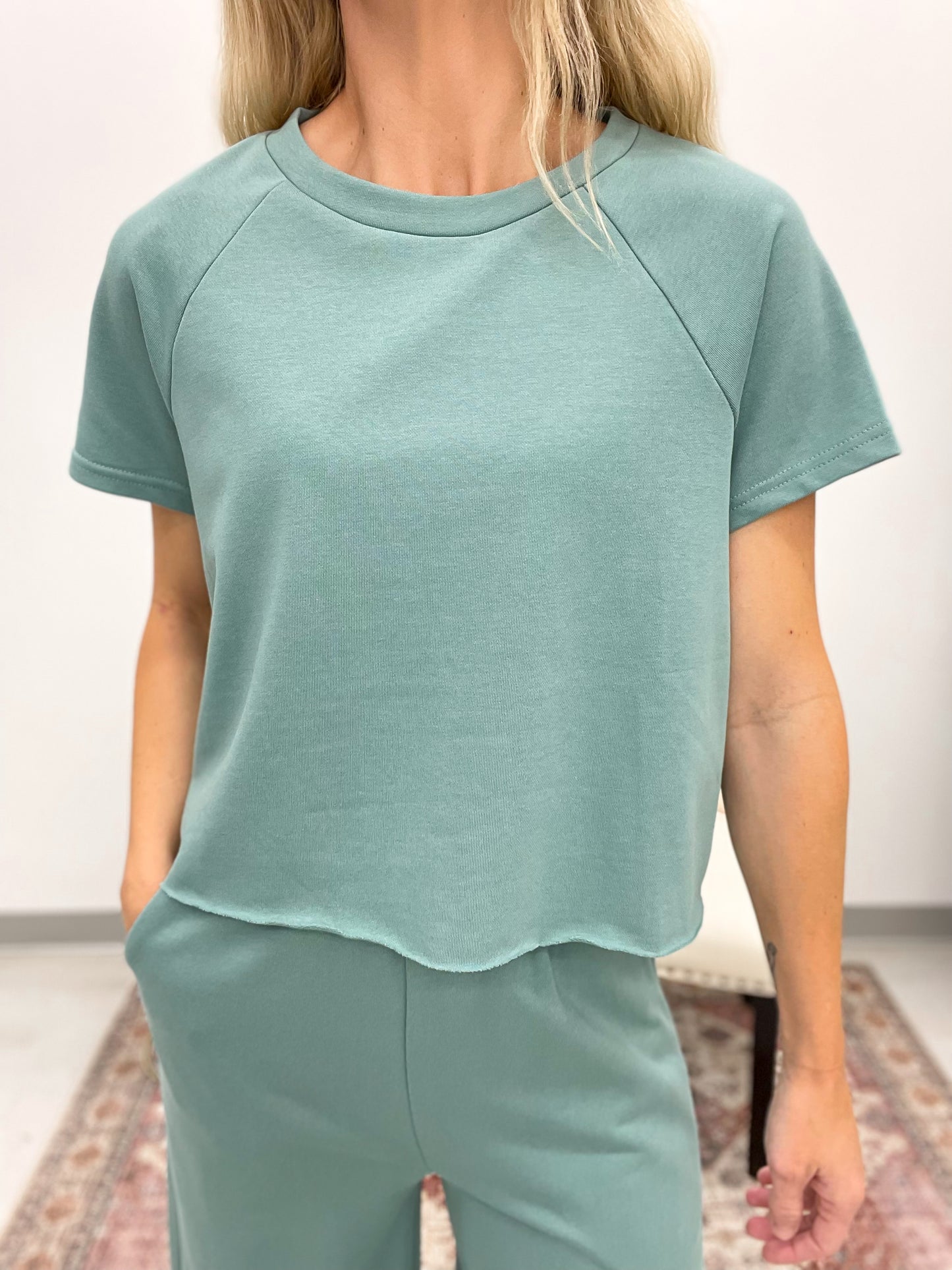 The Carrie Tee And Wide Leg Pants Set Teal