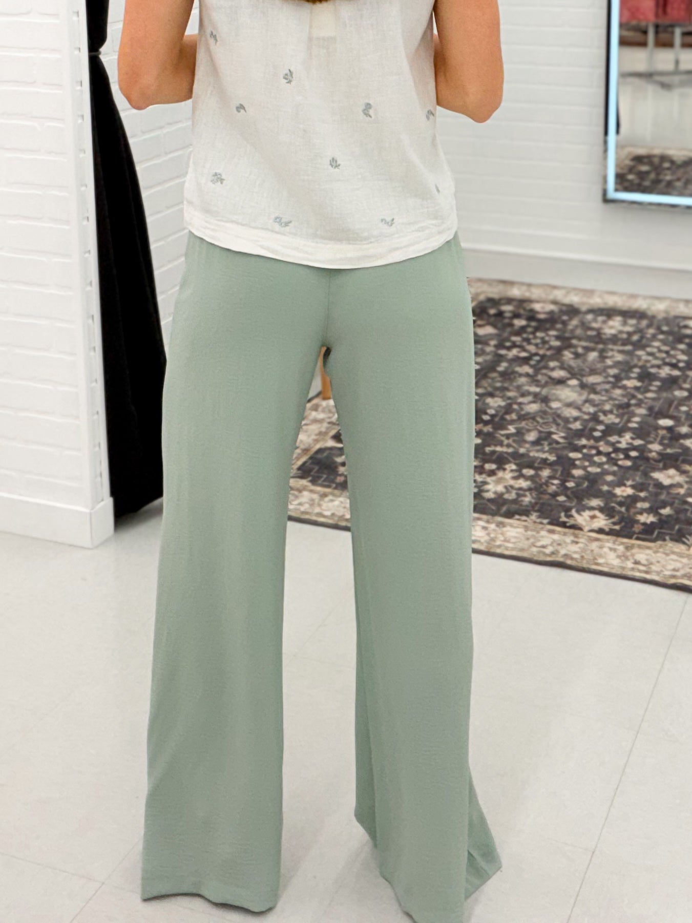 Here Now Flowy Dress Pants Sage