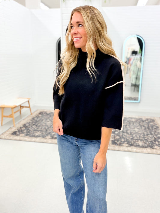 On Arrival Mock Neck Sweater Black